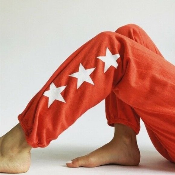 Sundry Pants - Sundry Red Star Print Jogger Sweatpants